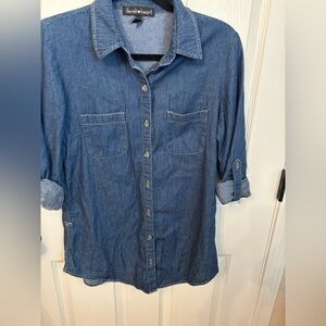 Derek Heart Mid-Blue Denim Button-Up Shirt 100% cotton